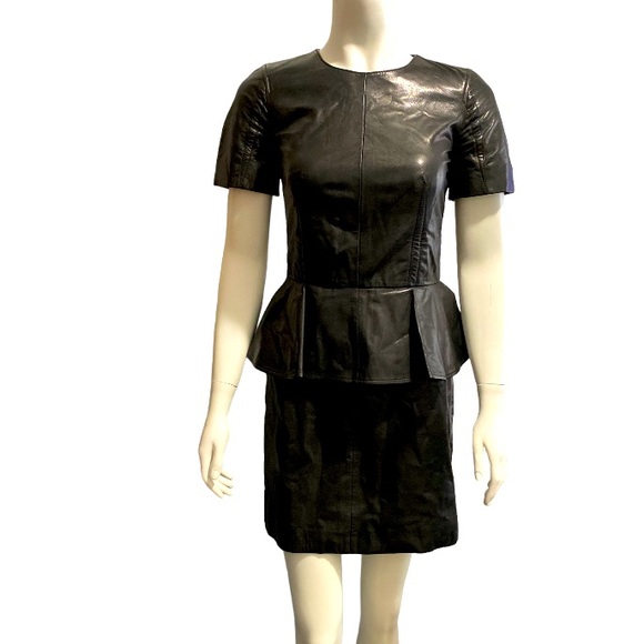 NWOT Alexander MCQueen Leather Black Mid Length Dress Size IT36-SP - Picture 3 of 16